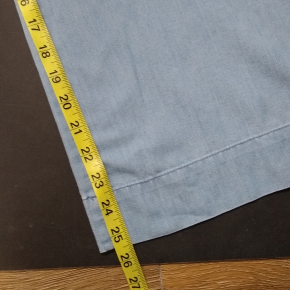 H&M &Denim chambray wide leg paper bag waist cropped pants, 6 - Picture 12 of 15